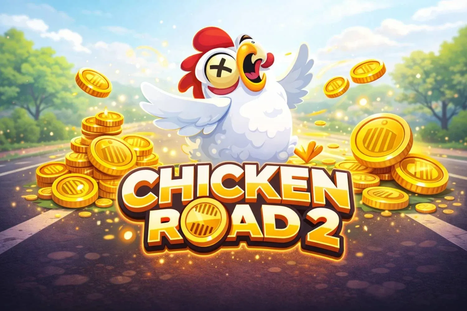 Materiale promozionale di InOut Games con le funzioni di Chicken Road 2