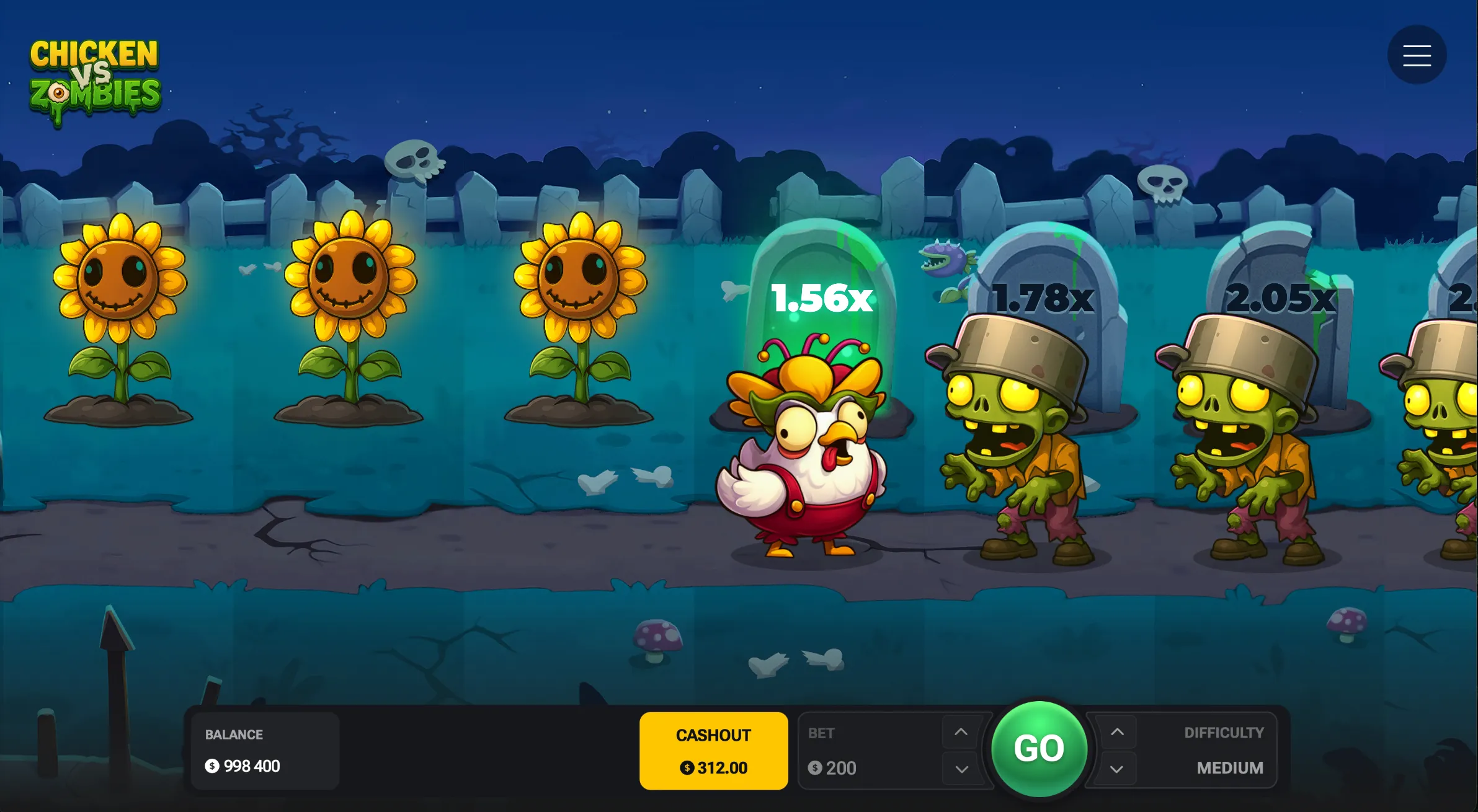 Chicken vs Zombies: la gallina in un cimitero fra i moltiplicatori 1,56x, 1,78x e 2,05x
